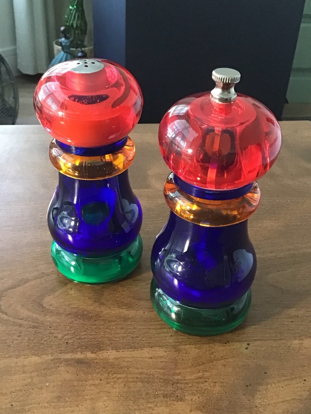 Vintage Olde Thompson 5” Sunset Fiesta MultiColor Salt & Pepper Mill Shaker Set